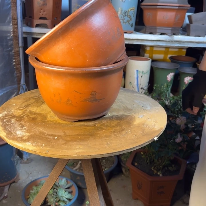 宜兴紫砂花盆25+25紫气东来