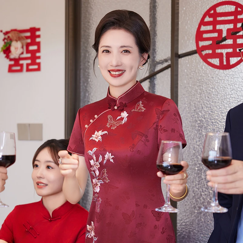 蕾蒂若连衣裙年轻婚宴高端喜婆婆妈妈晚宴场合女装爆款旗袍1509