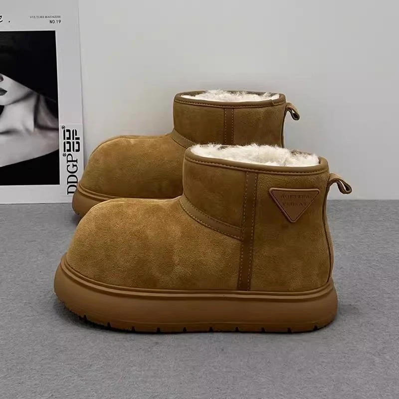 【万达撤柜】欧洲站2025冬季新款卡皮巴拉磨砂皮加厚雪地棉靴面包