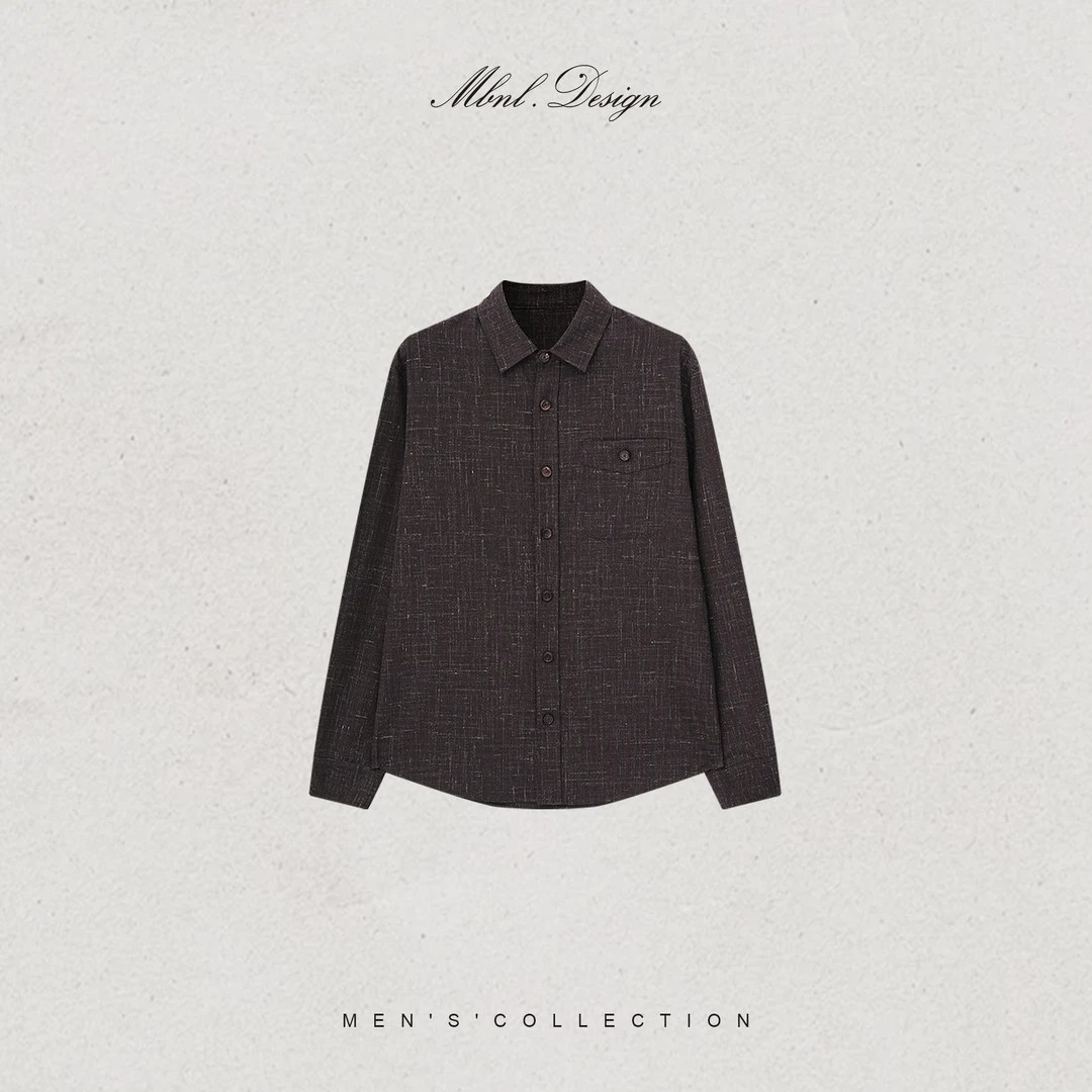 MBNL-F「暖感格纹」秦磊男装羊毛亚麻雅痞简约抗皱衬衫LL-SCS3029