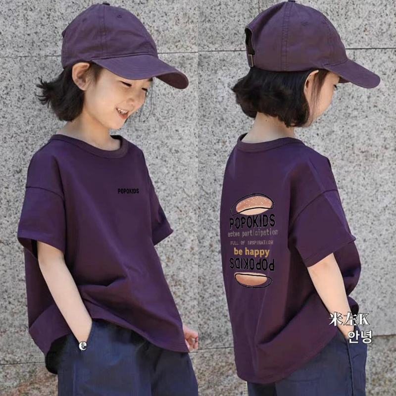 韩版纯棉时尚女孩宽松短袖t恤夏季新款女中大儿童潮流印花上衣潮