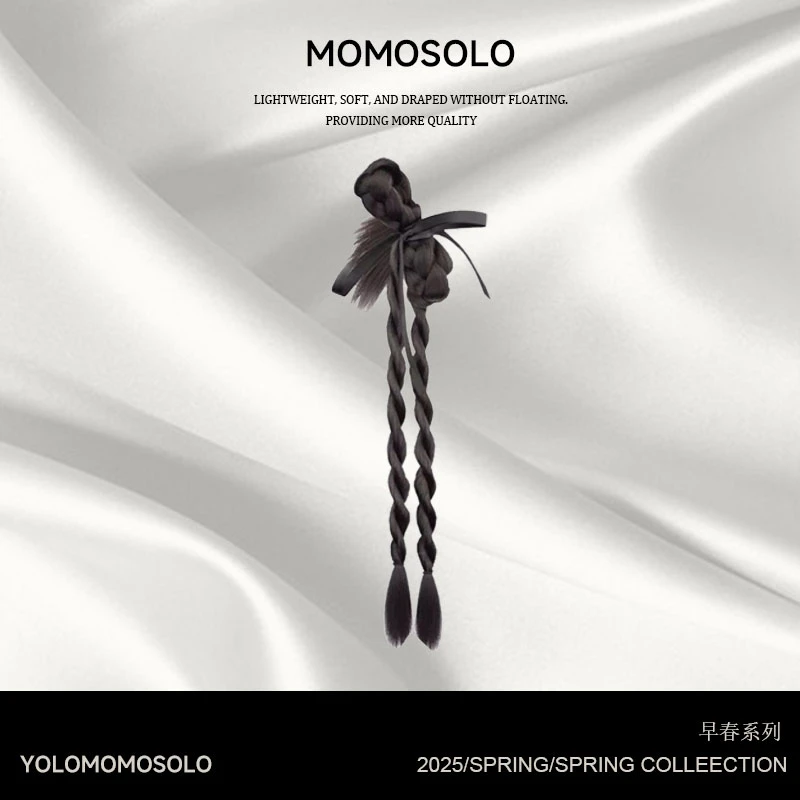 气质假发麻花辫仿女休闲时尚 真发丝扭扭辫 网红双马尾丝带YM1155