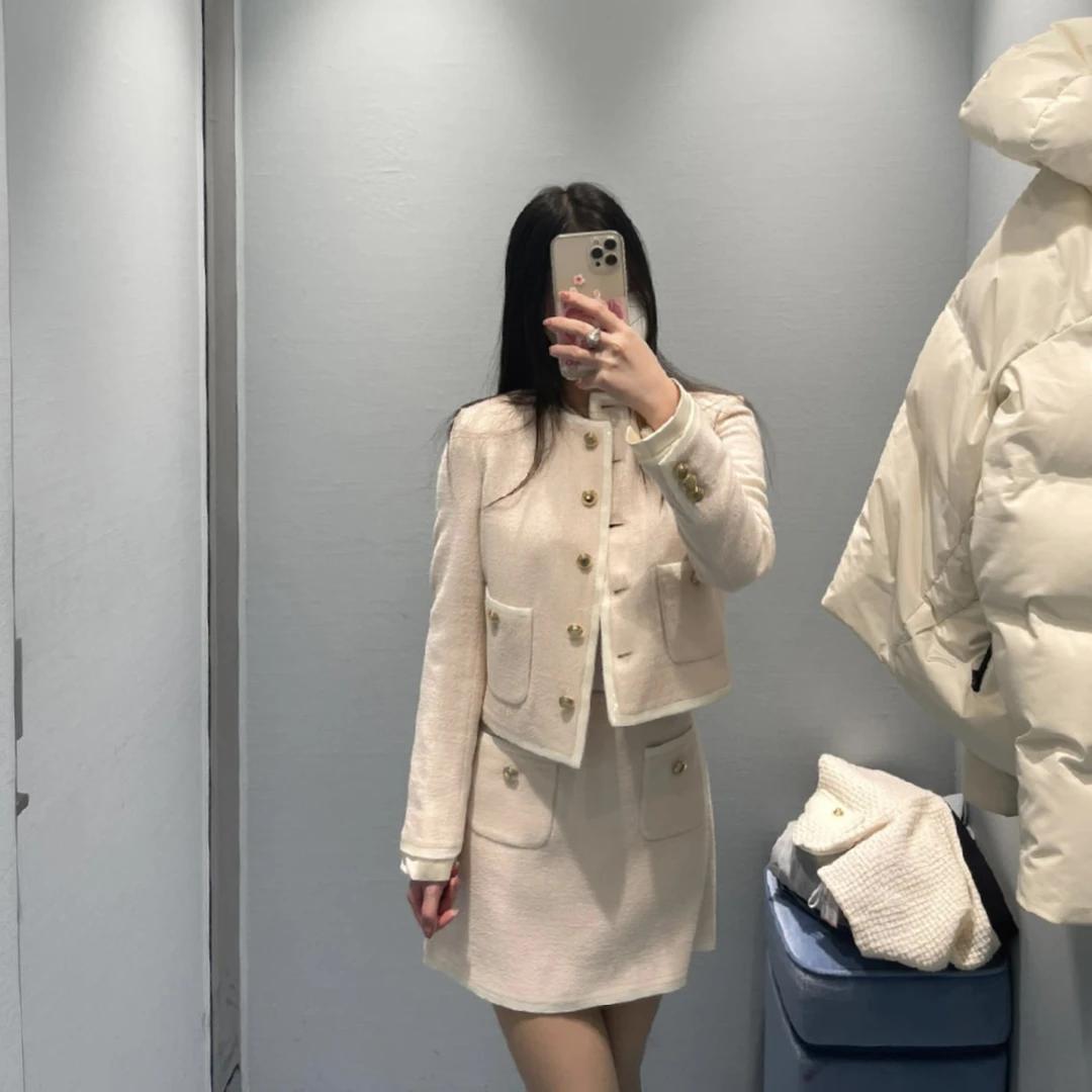 全新未使用 MIU MIU/缪缪 1a124/小香风金扣外套 羊毛 40码