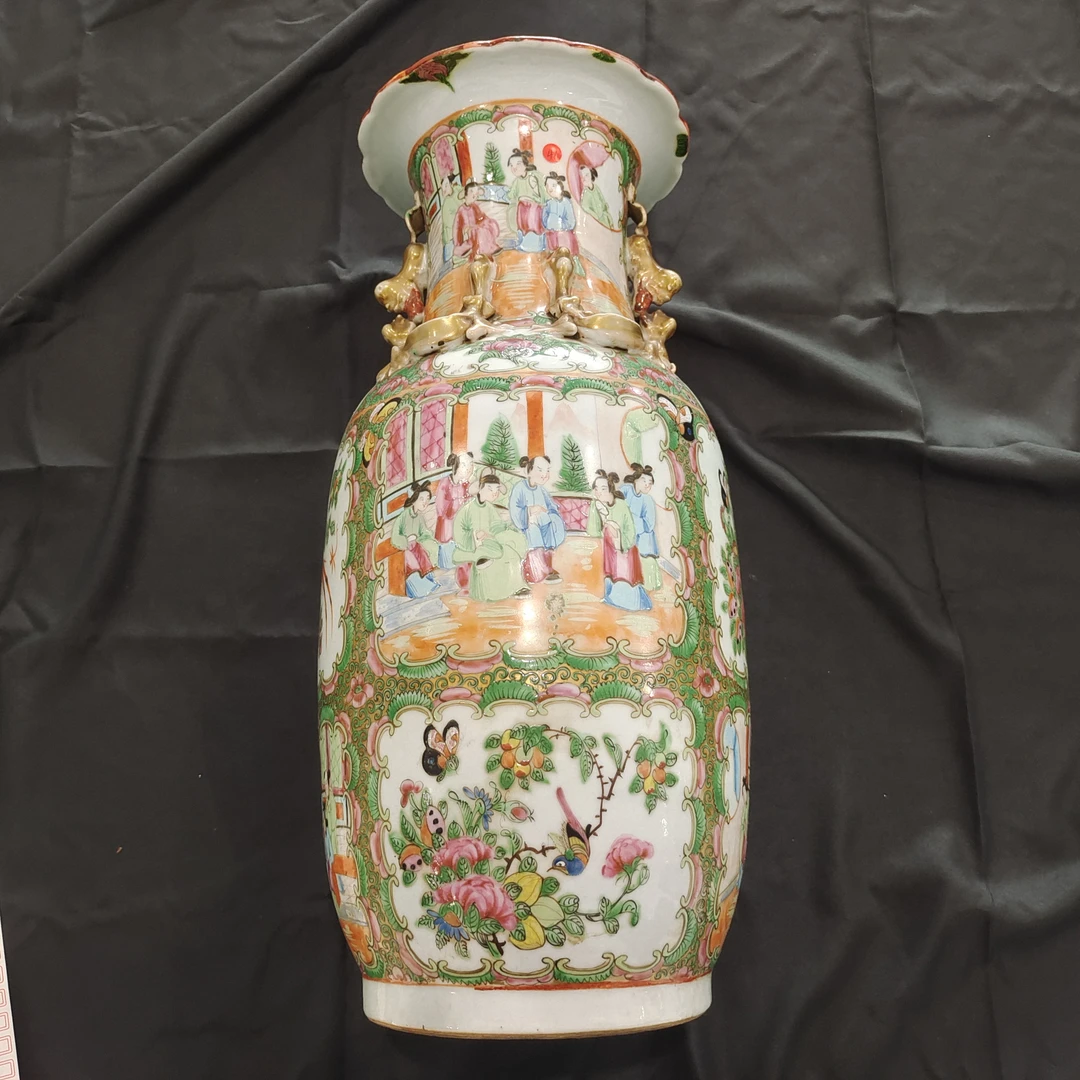 DS20 清光绪广彩赤龙堆塑兽耳瓶 直径19cm 高44cm