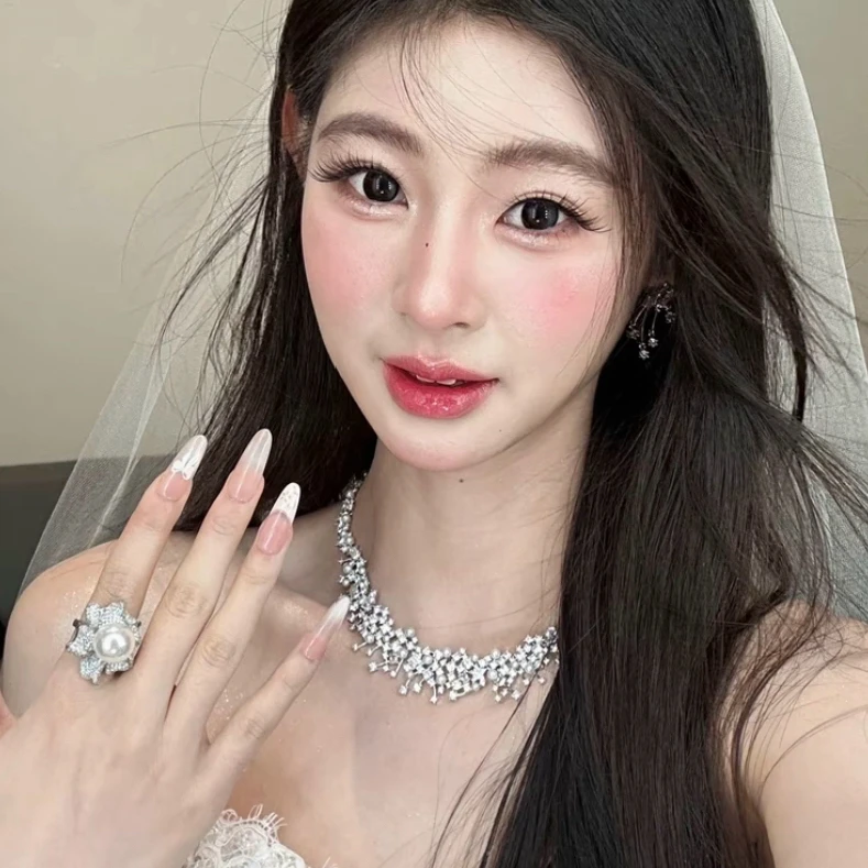 铜合金项链 锆石项链 3011｜璀璨星云 锆石新娘主纱礼服项链