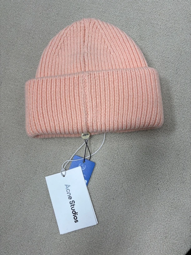 未使用 Acne studio 表情绒线帽 粉黄色 全新 均码