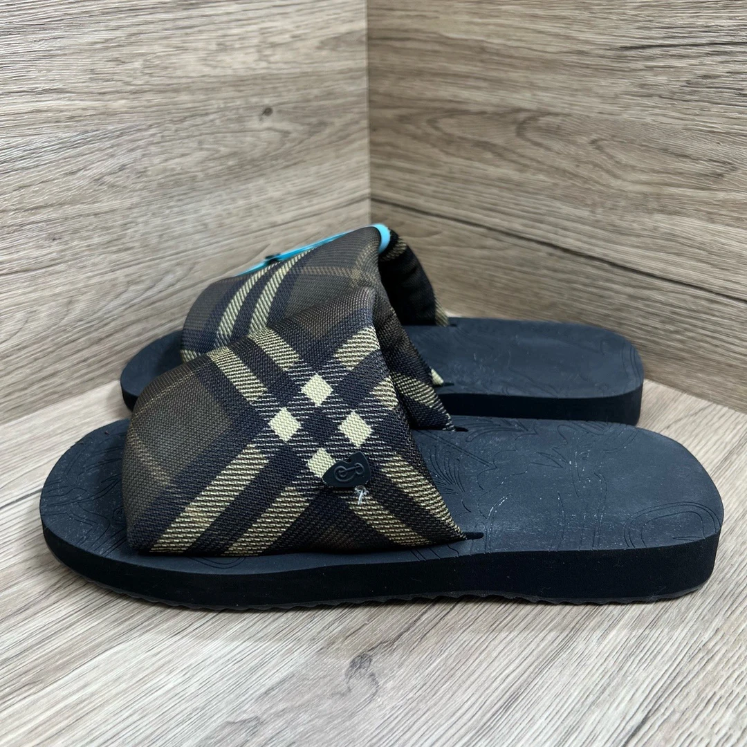 95新 BURBERRY/博柏利 绿格纹拖鞋 42码/95新/无配件
