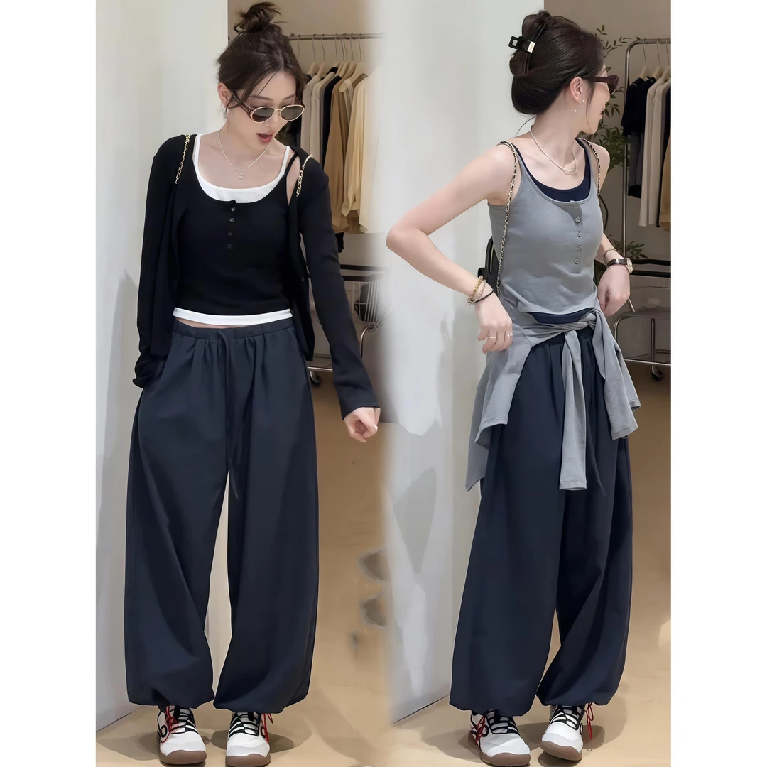 韩系时尚洋气套装女显瘦气质百搭早秋新款韩版吊带长袖开衫两件套