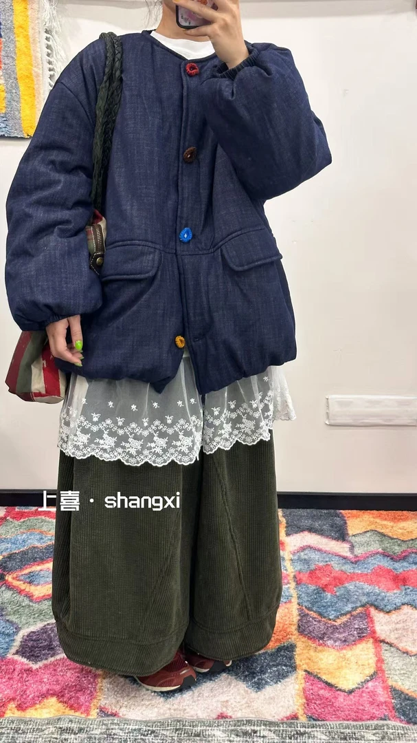 YQ#20256266# 日系刺绣扣外套 X