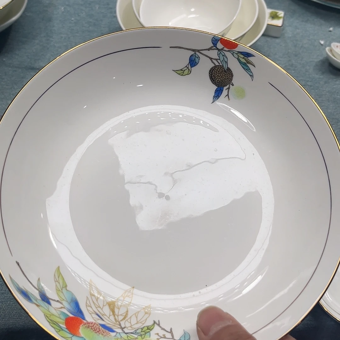 瓷片荔枝八寸深盘四个哇塞