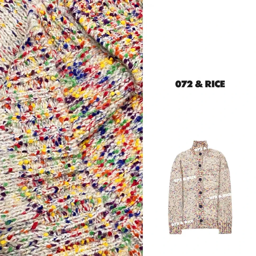 072 & RICE【彩虹糖】秋冬休闲高领长袖针织开衫 32LN4955