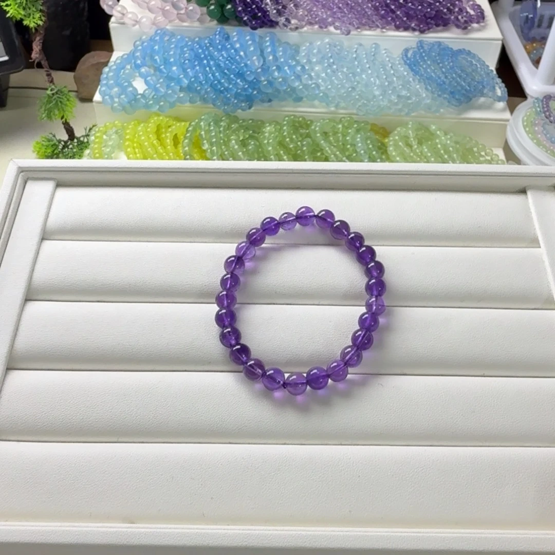 ⁺***₊水晶手串未镶嵌紫晶7咪拍十次合一单