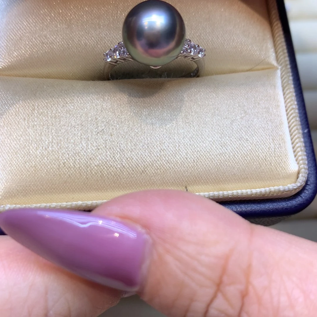 银S925镶嵌戒指海水珍珠