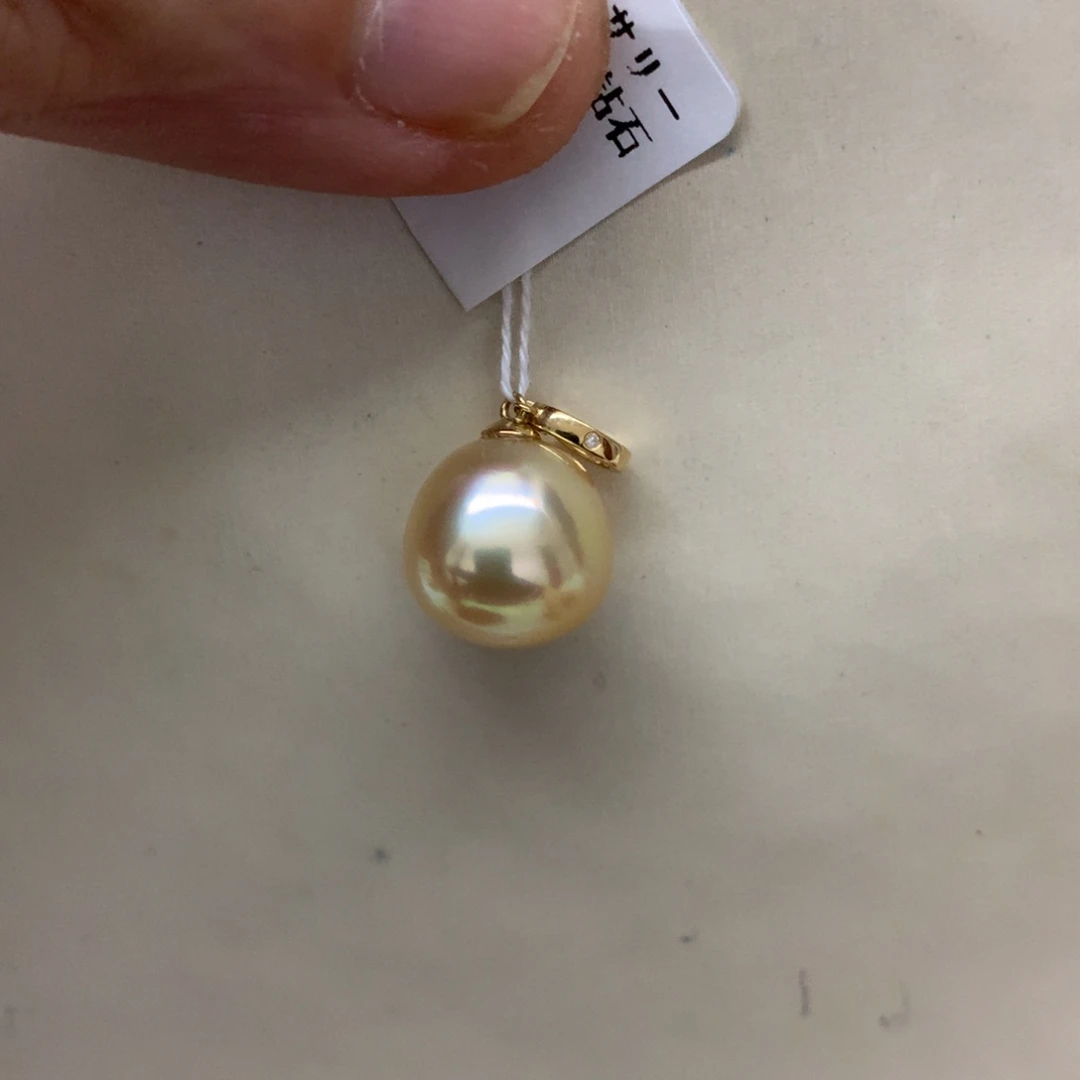 海水珍珠18K金镶嵌颈饰12-13南洋金珠万能扣吊坠