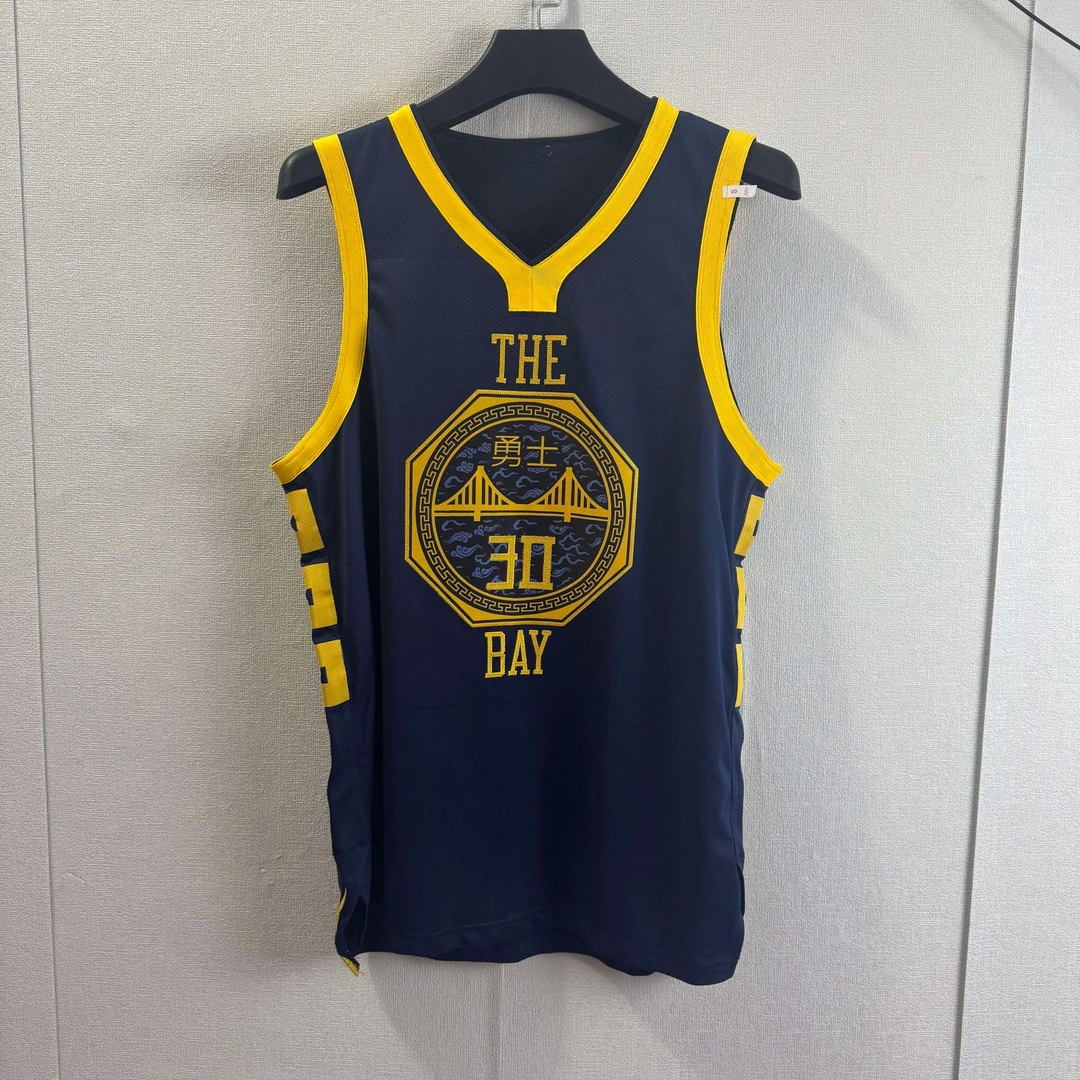 【AU球员版】勇士库里中文版AU球员版球衣运动时尚百搭美式篮球服