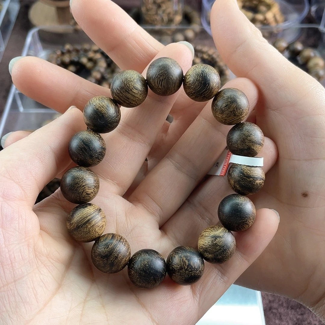 沉香手串霄*越南芽庄白棋虎斑留疤