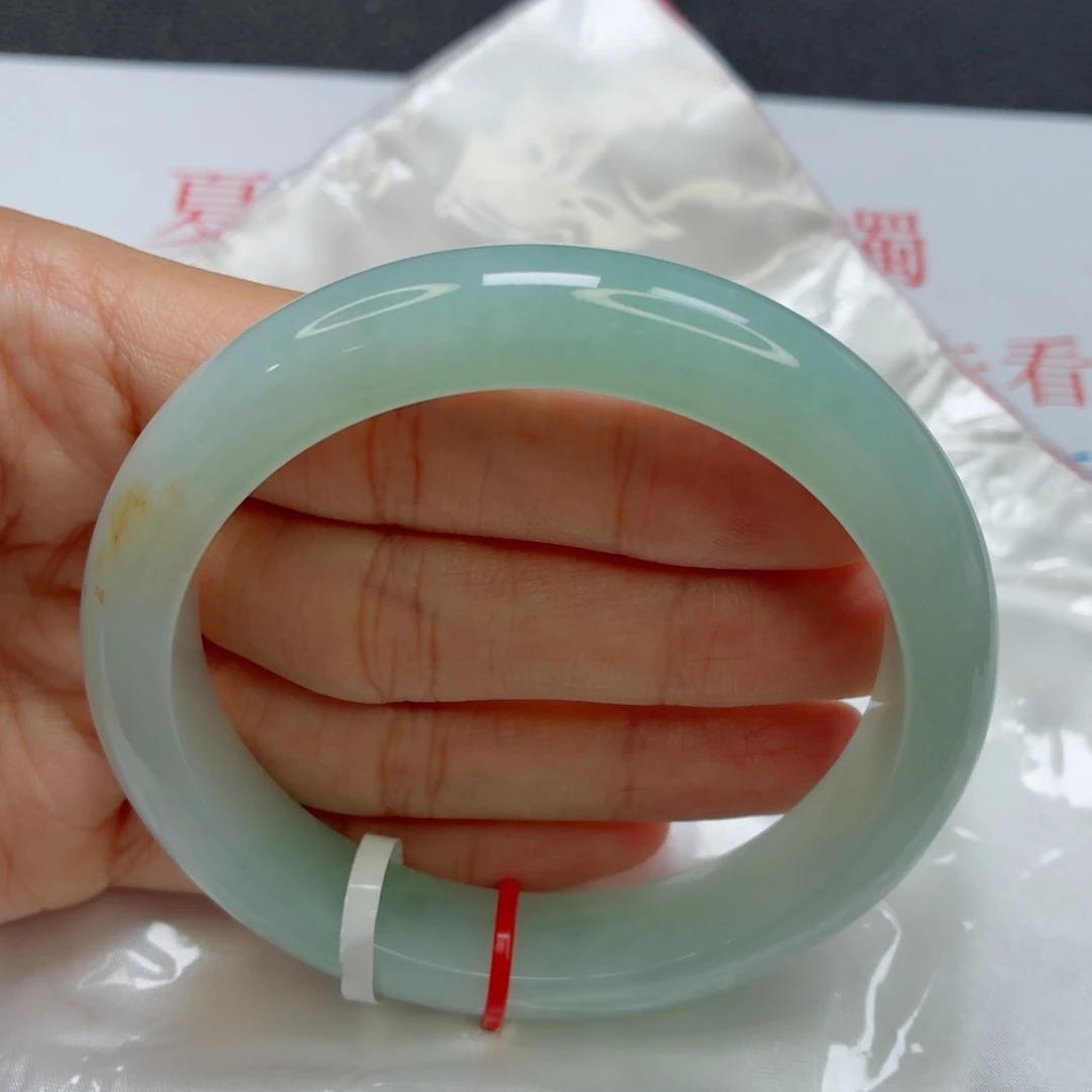 未镶嵌手镯翡翠老坑60圈冰胶天空蓝洒金018