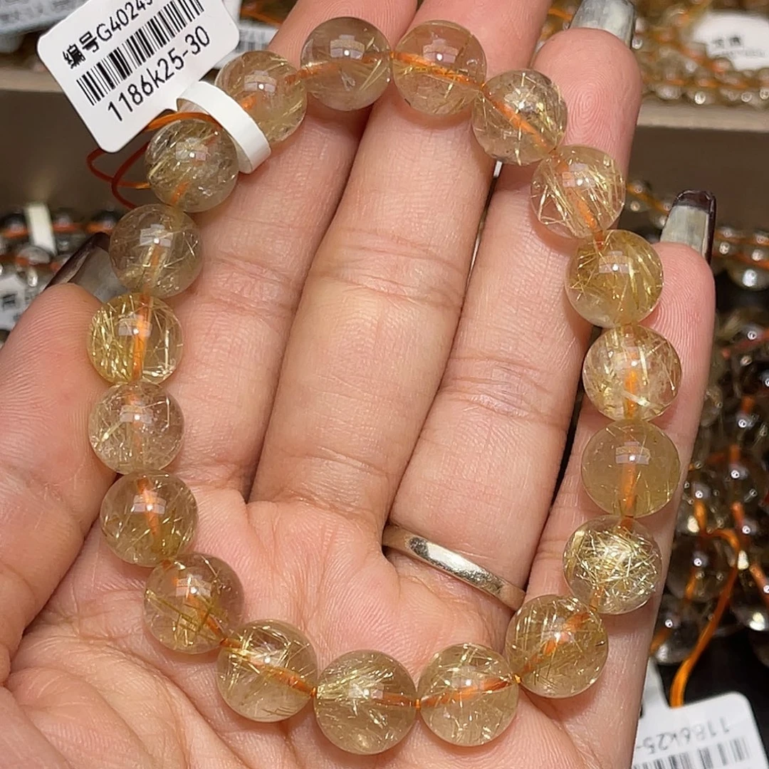 招***宝未镶嵌手链发晶金发晶10+