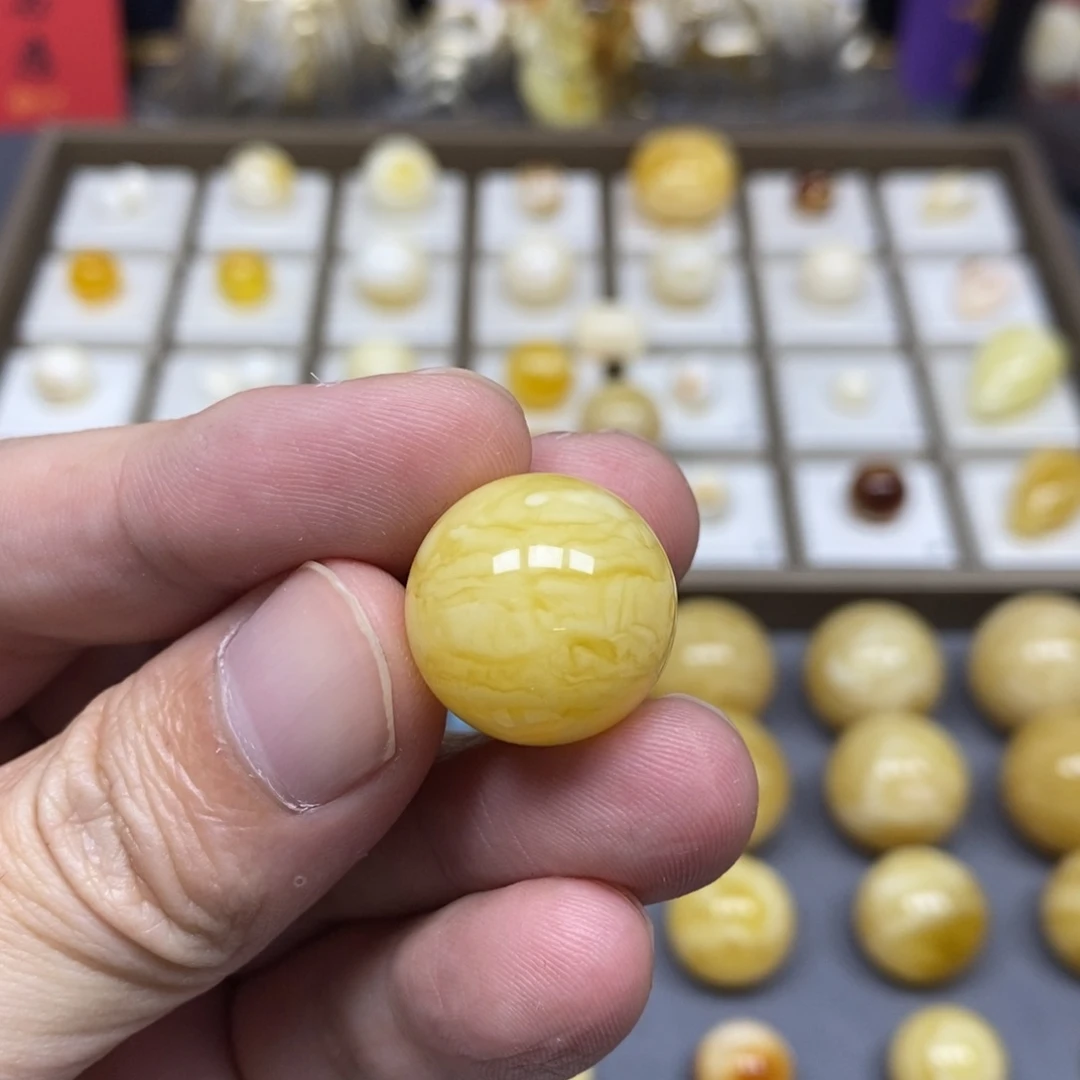琥珀未镶嵌珠宝奇石19圆珠