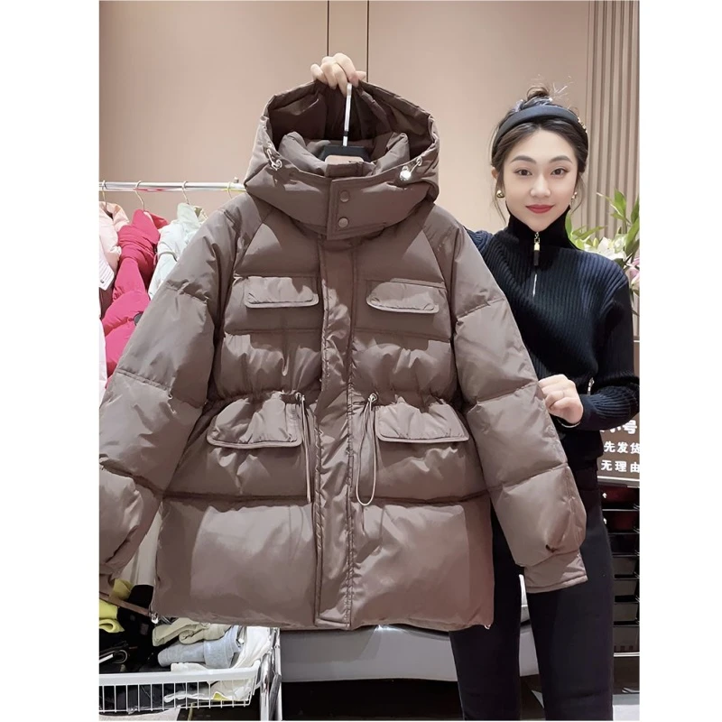 欧货大码美式时尚蓬松收腰显瘦面包服女百搭休闲秋冬加厚保暖棉服