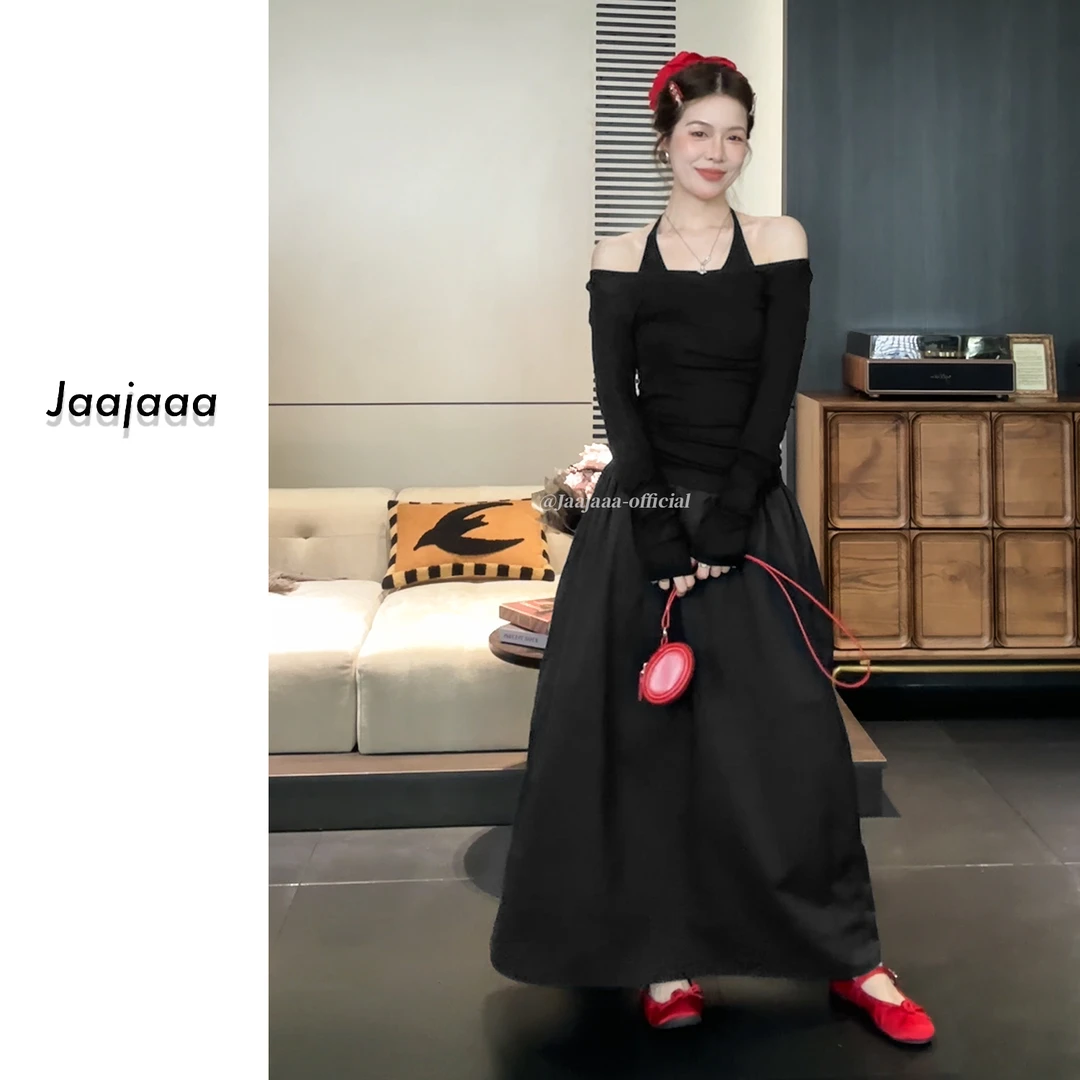 Jaajaaa夏眠昼岛  赫本风高级气质感显瘦百搭连衣裙/GXIA