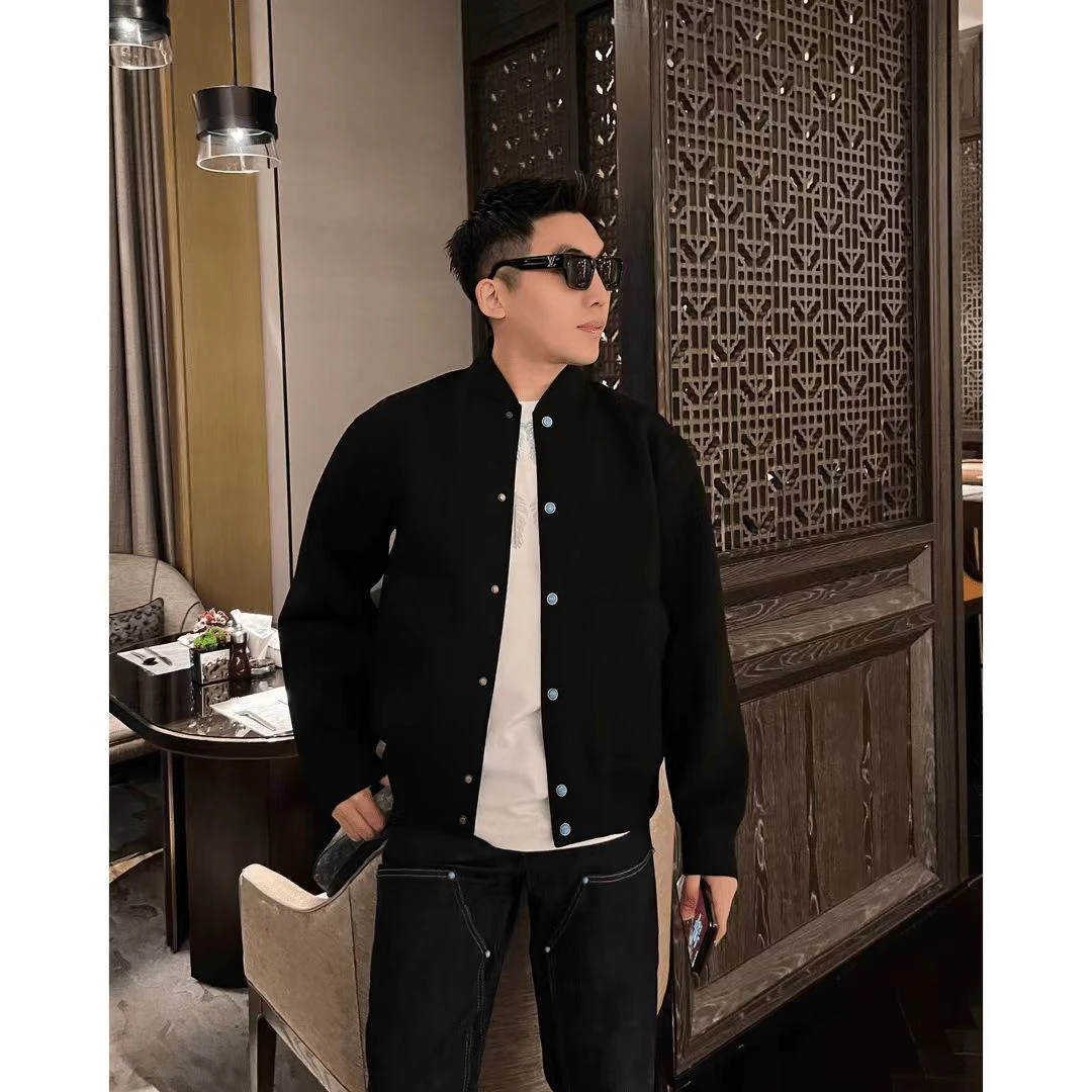 【秋季绿松石】针织开衫男士纯色棒球领外套时尚百搭潮流男休闲上衣