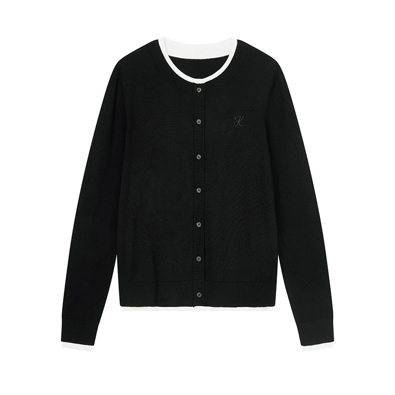 【小花专属】撞色拼接针织衫N8513