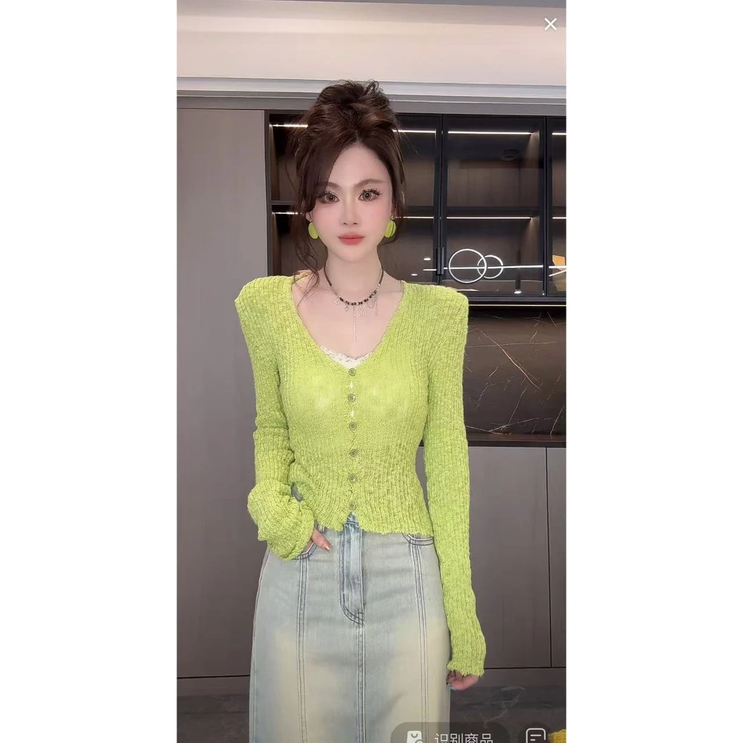 曼曼【甜爱氛围】韩系简约百搭针织开衫