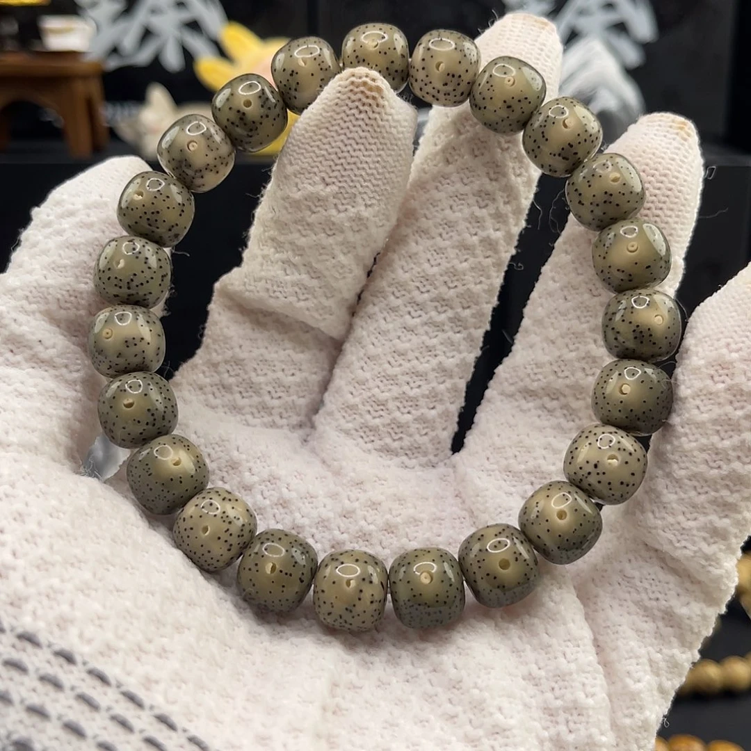 手串星月菩提石玉绿幽灵10×9正月星点货绿冰