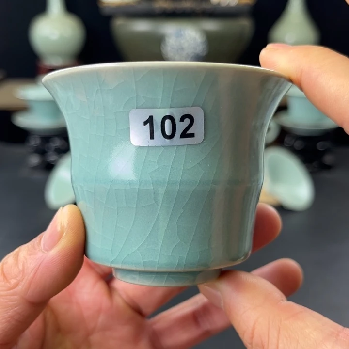 瓷片仿古釉汝官窑竹节杯102号