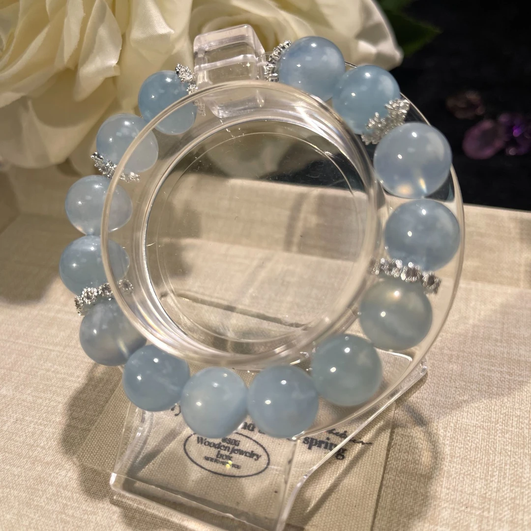 【白昼冰川】天然水晶手串海蓝宝（四单一起拍）