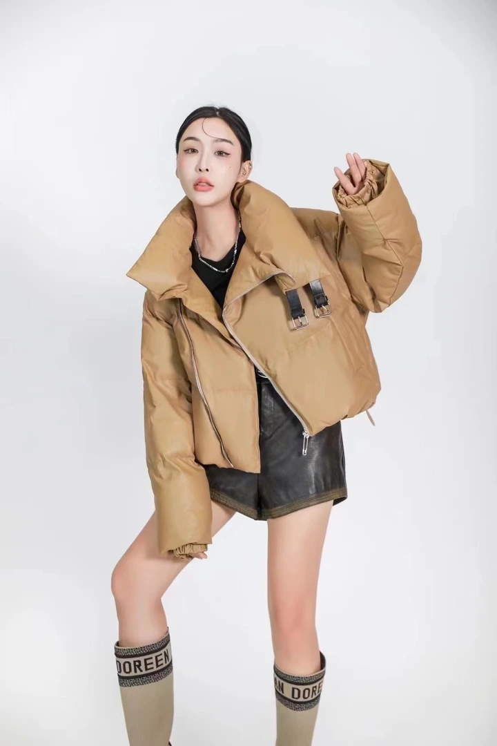 【品牌折扣线下店】2024冬季轻奢高级感白鸭绒立领羽绒服蛋白皮622
