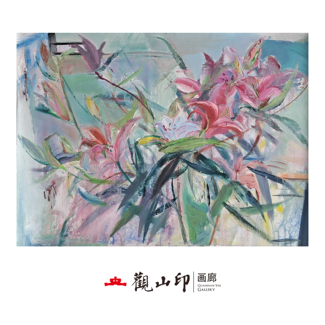 L原创手绘风景油画78x58cm花卉作品1343