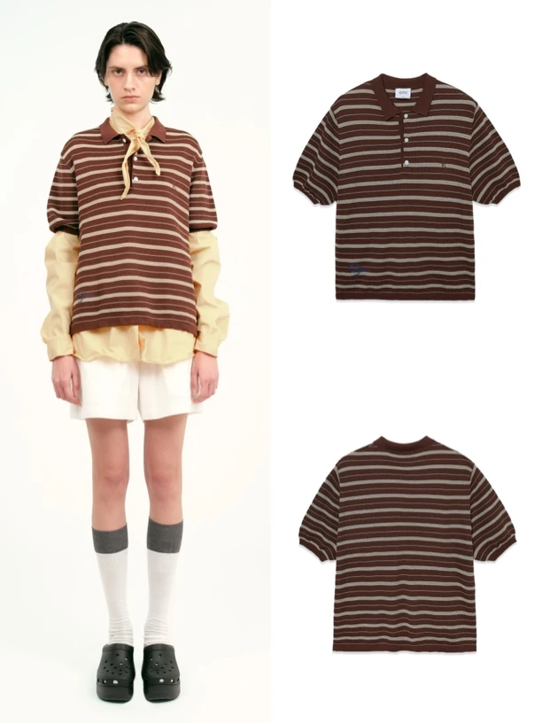ANDAHALF 条纹针织POLO衫