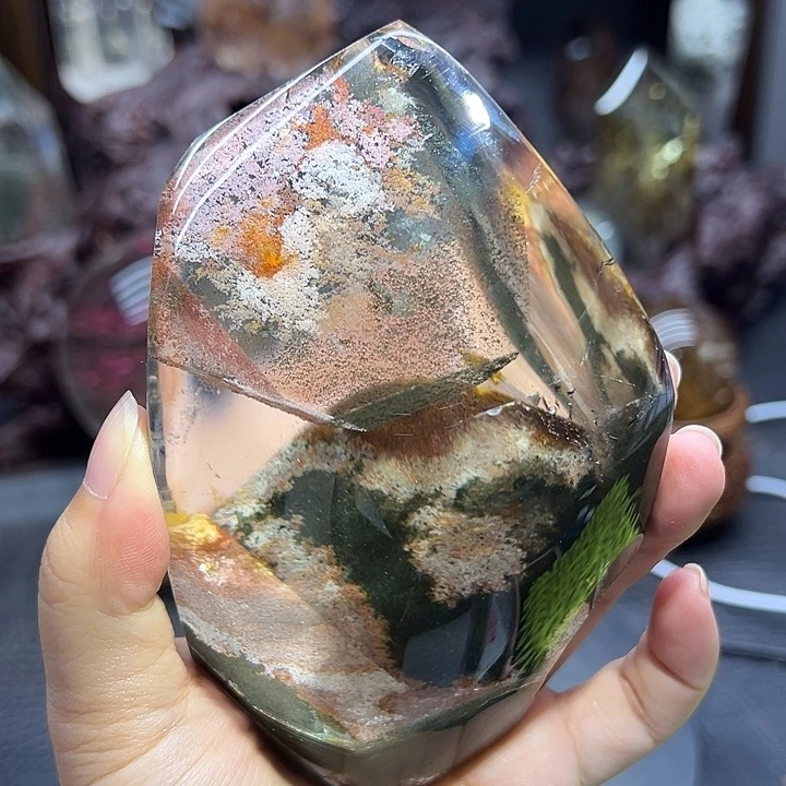 水晶珠宝半成品未镶嵌双晶山四季幽灵