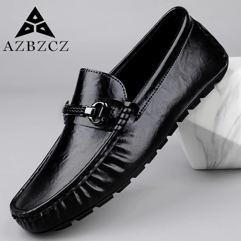 AZBZCZ休闲皮鞋男款真皮豆豆鞋夏季爆款软皮软底男士开车专用鞋