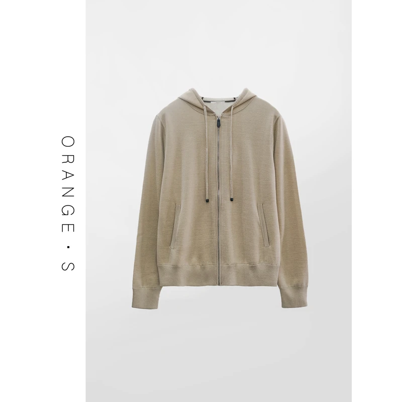 【慢享周末】高阶时装~莱卡肌理+100绵羊毛 正肩版型拉链帽衫上衣