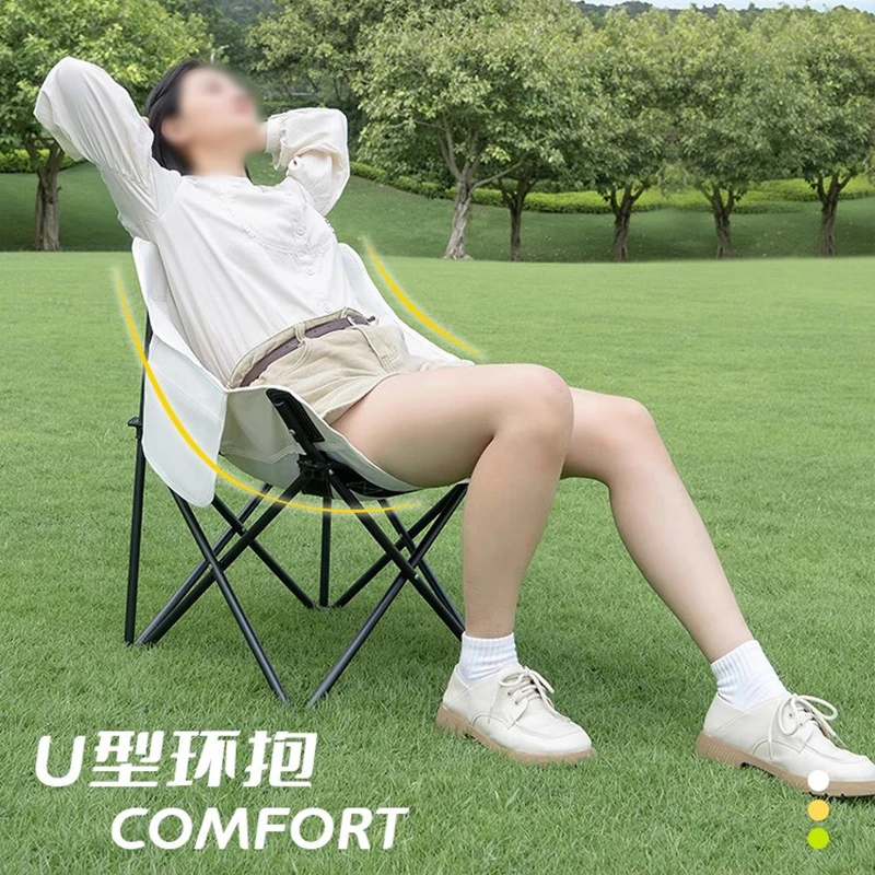 户外折叠椅月亮椅便携露营椅子折叠躺椅小凳子马扎折叠凳钓鱼装备