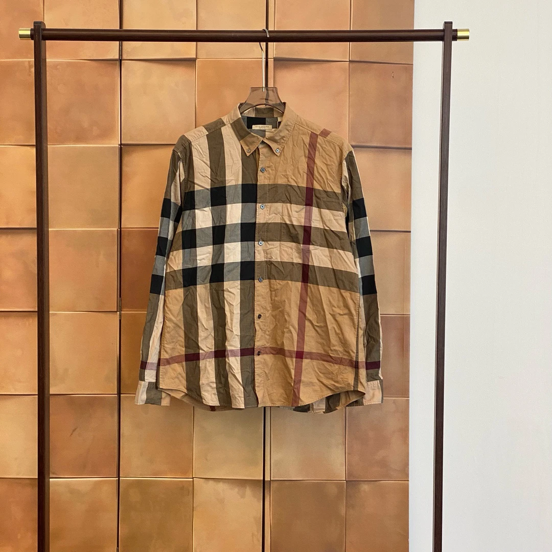 99新 BURBERRY/博柏利 Burberry 棕色格纹衬衫/xl码/99新/30552