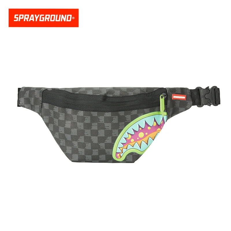 SPRAYGROUND鲨鱼嘴黑色棋盘格腰包百搭潮流新款XB W1115105