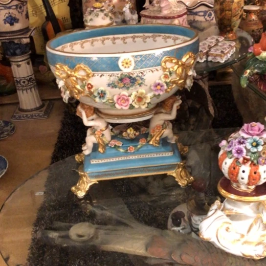 陶瓷双天使果碗收纳花盆