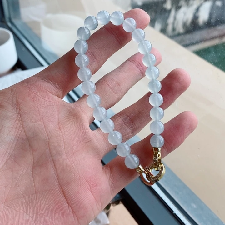 未镶嵌定制翡翠缅甸翡翠a货高冰种白冰手链卡7.6