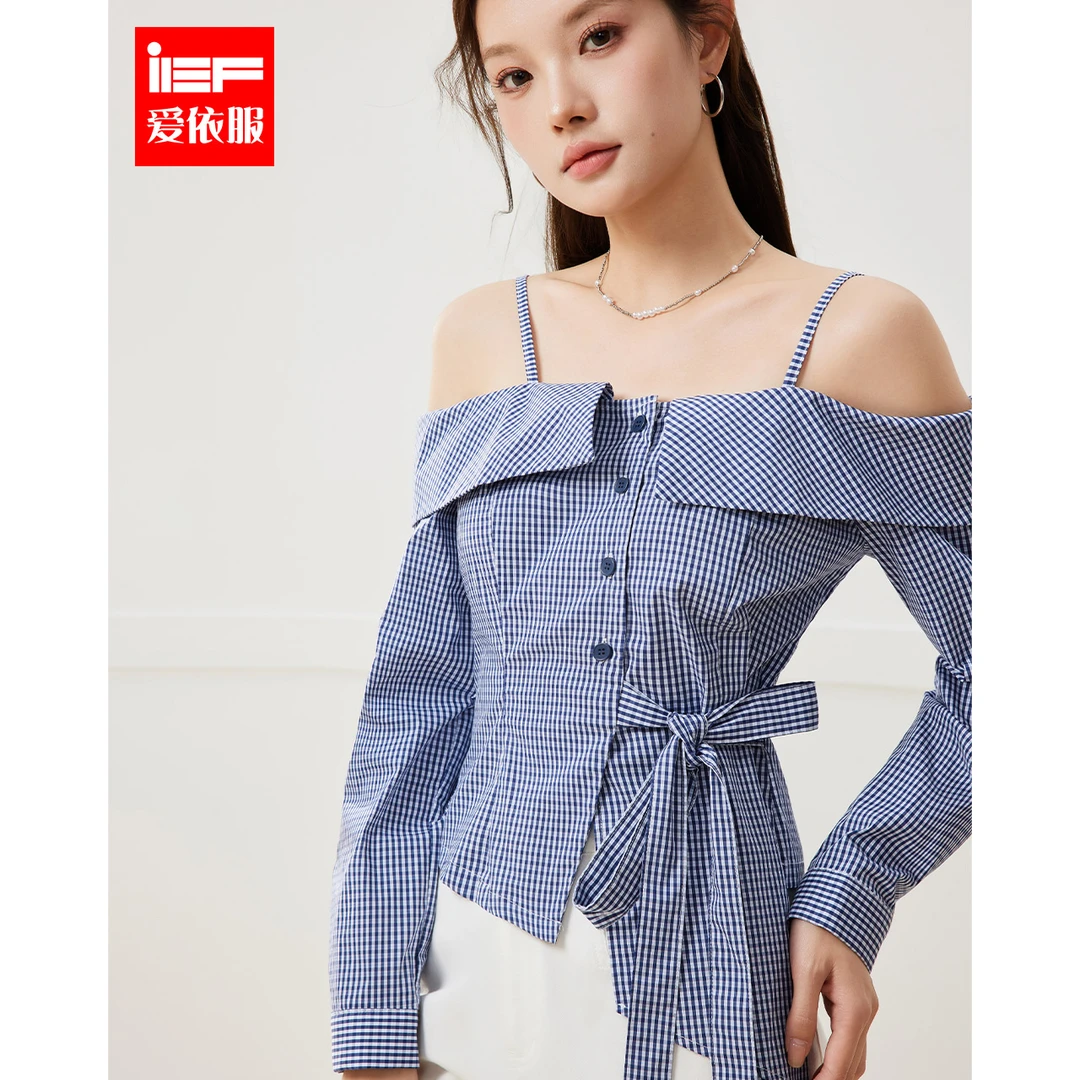 IEF/爱依服2025春夏新款韩版性感小女人气质通勤设计感上衣流光风