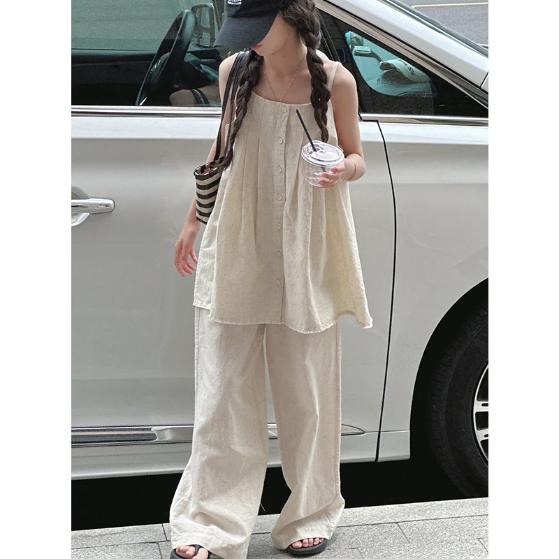 K28665韩系女童吊带背心套装2025夏装新款儿童休闲两件套裤子时髦