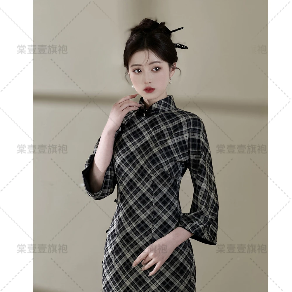 棠壹壹复古文艺旗袍七分袖改良新中式日常上班可穿民国风气质高端