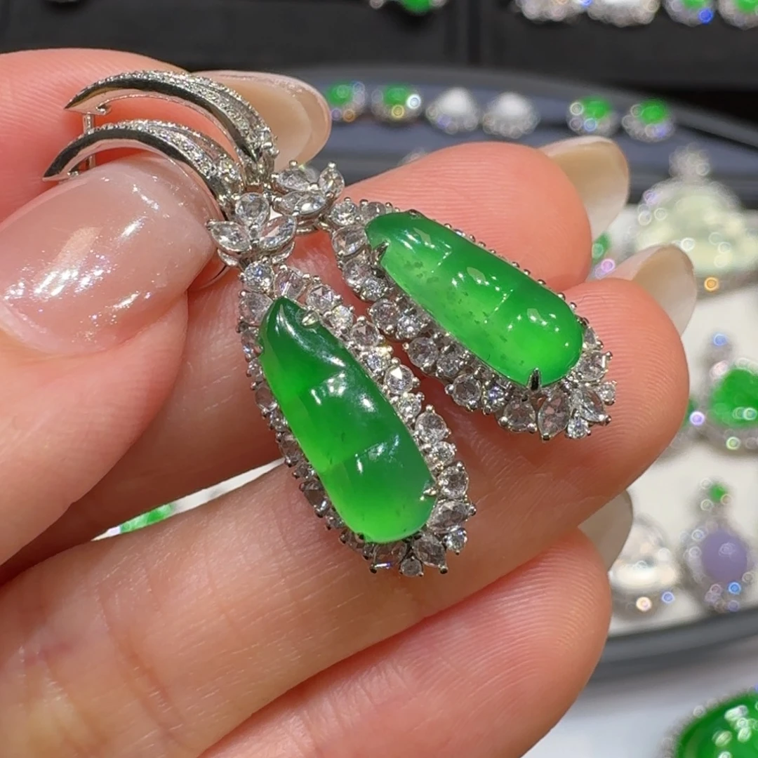 翡翠18K金镶嵌耳饰收到货48小时鉴赏期