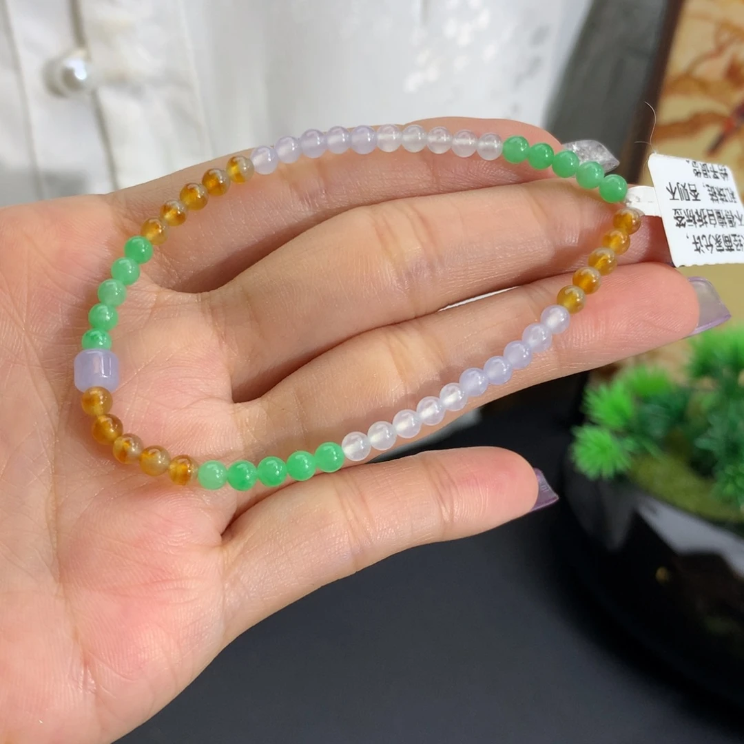 未镶嵌手串翡翠卡3.5冰胶多宝手串
