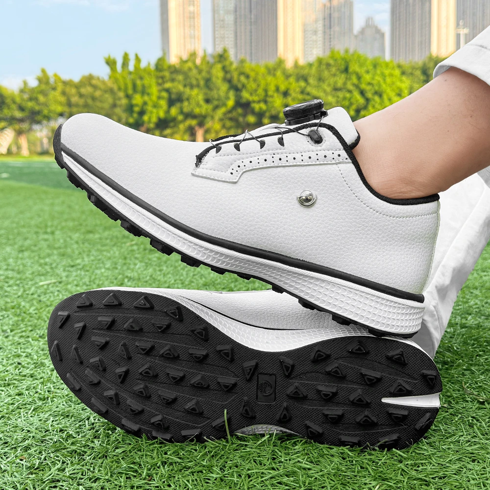休闲高尔夫球鞋男旋钮扣鞋带运动防滑防水户外百搭48大码跨境耐磨