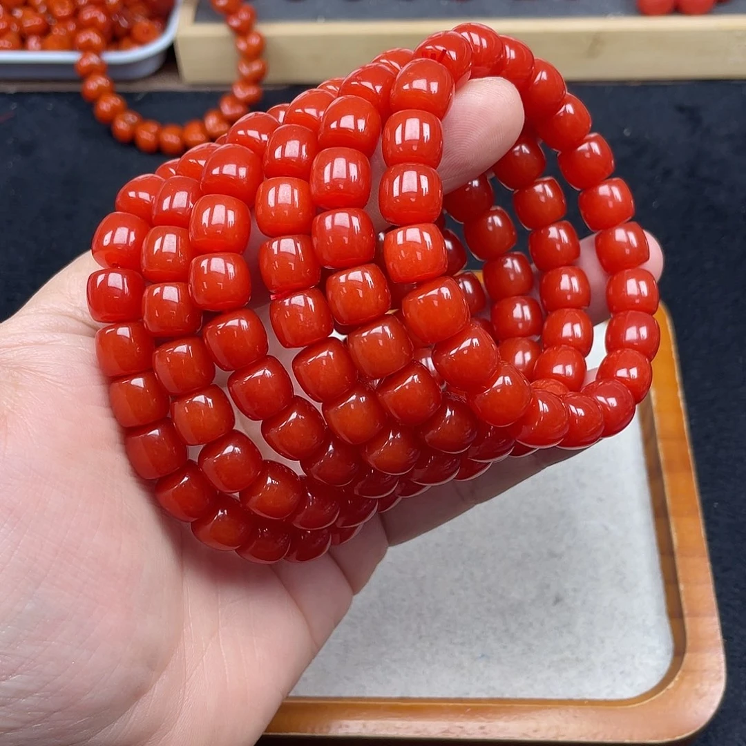 未镶嵌10号保山锦红亮光卡10直切手链南红玛瑙