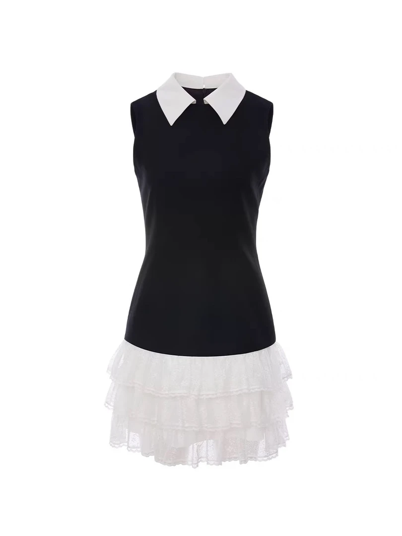 Clink&Clunk 蕾丝层叠小黑裙